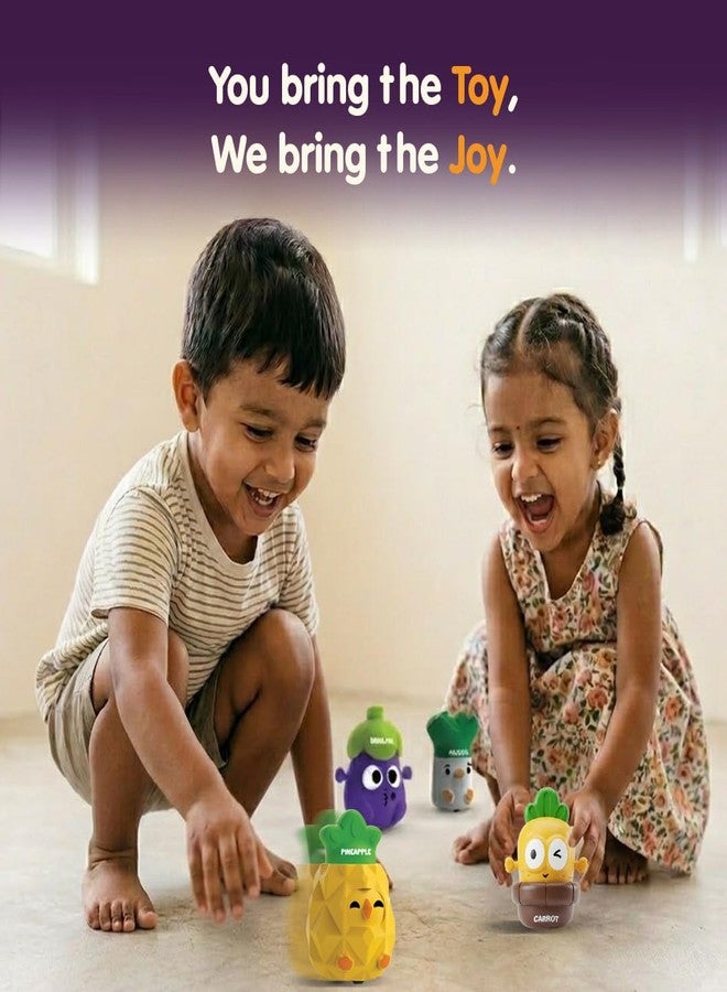 innovitoy مجموعة ألعاب Innovitoy Press & Go Veggie Runner للأطفال، 4 قطع، بتصاميم ملونة للجزر والباذنجان والفجل والأناناس، لعبة سهلة الدفع، أفضل هدية للأطفال من عمر 3 سنوات فما فوق - Image 4