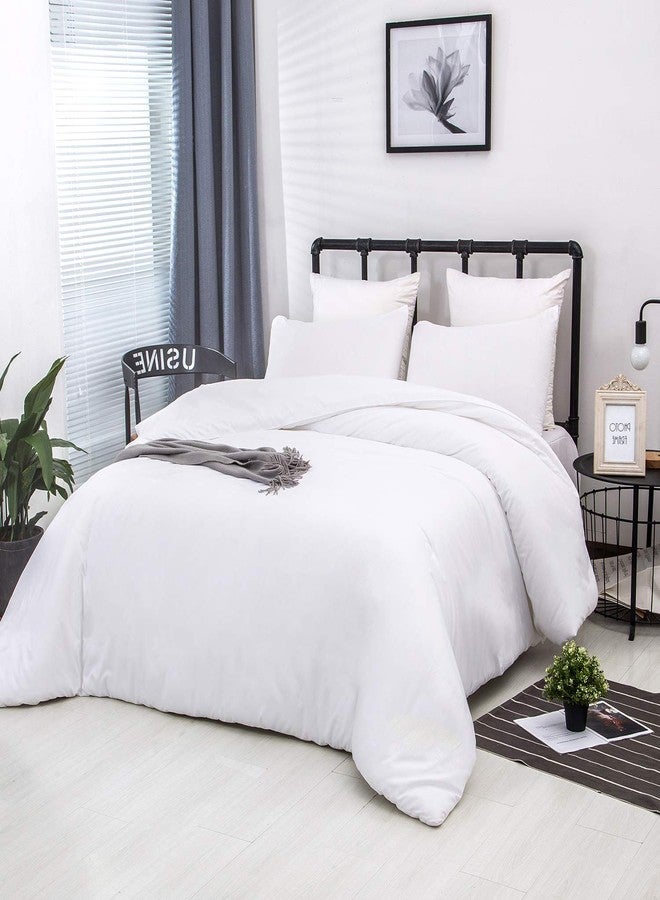 CLOTHKNOW White Queen Comforter Set White Bedding Comforter Sets All Season Soft Queen Size Bed Comforter Sets with 2 x Pillowcases - Image 4