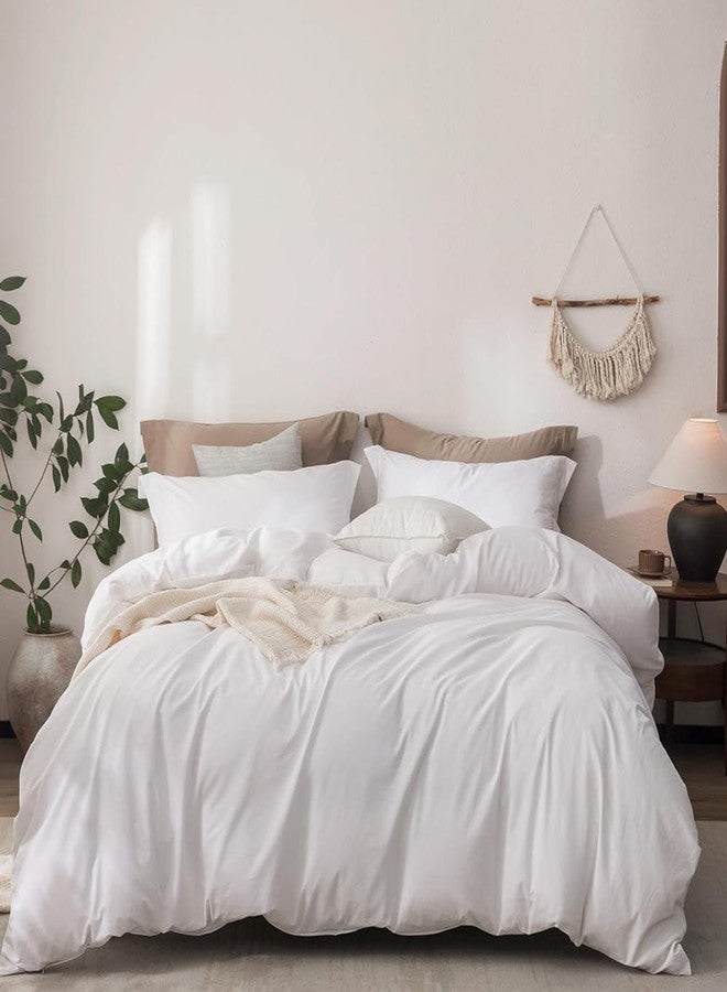 CLOTHKNOW White Queen Comforter Set White Bedding Comforter Sets All Season Soft Queen Size Bed Comforter Sets with 2 x Pillowcases - Image 1