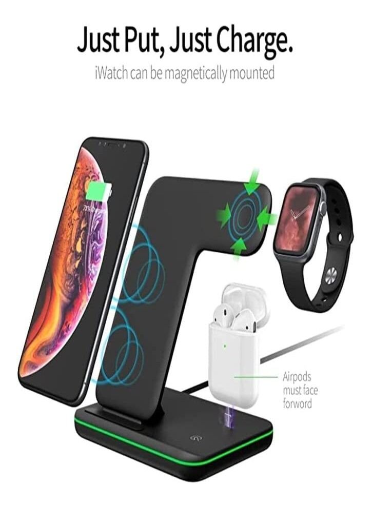 3-In-1 Fast Wireless Charger | Wireless Charging Station 15W Qi Fast Wireless Charger Stand Mainly Compatible For Smart phones | Smart watches  - Image 5