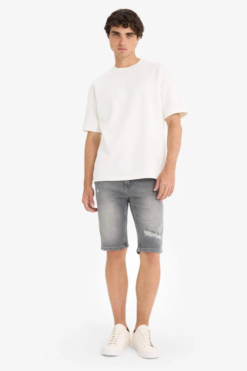 Defacto Slim Fit Denim Bermuda Shorts