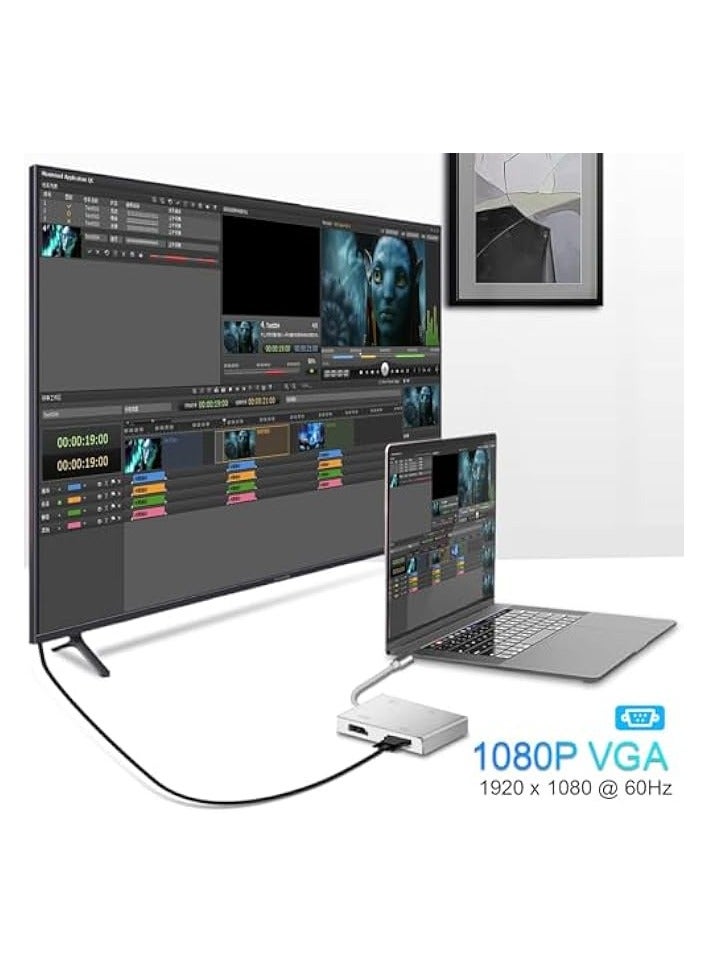 erorex USB C to HDMI DVI VGA Adapter, 4 in 1 USB-C hub to 4K HDMI, VGA, DVI Video Adapter, Male to Female Multi-Display Video Converter Monitors Connector for Mac Pro, MacBook Air, iPad Pro, XPS, etc - Image 4