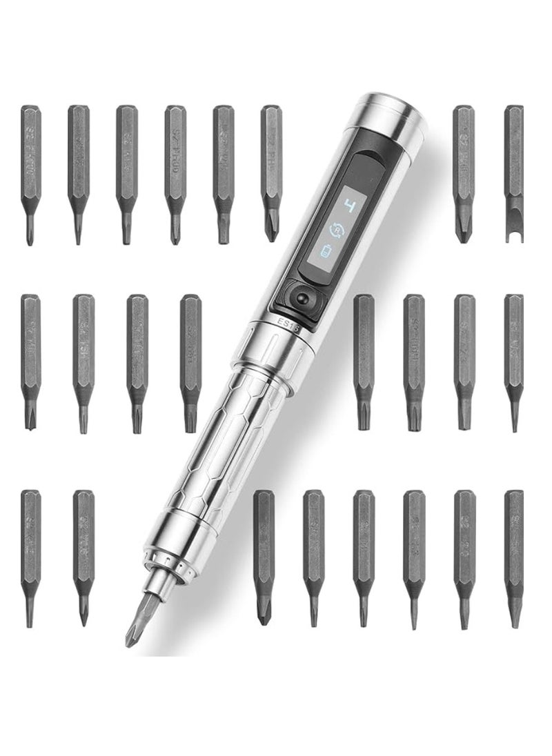 M MIAOYAN - Mini Electric Screwdriver, Cordless Precision Screwdriver Set with Rechargeable Battery, 24 Magnetic Bits and OLED Display for Computer Assembly and Electronics Maintenance - Image 1