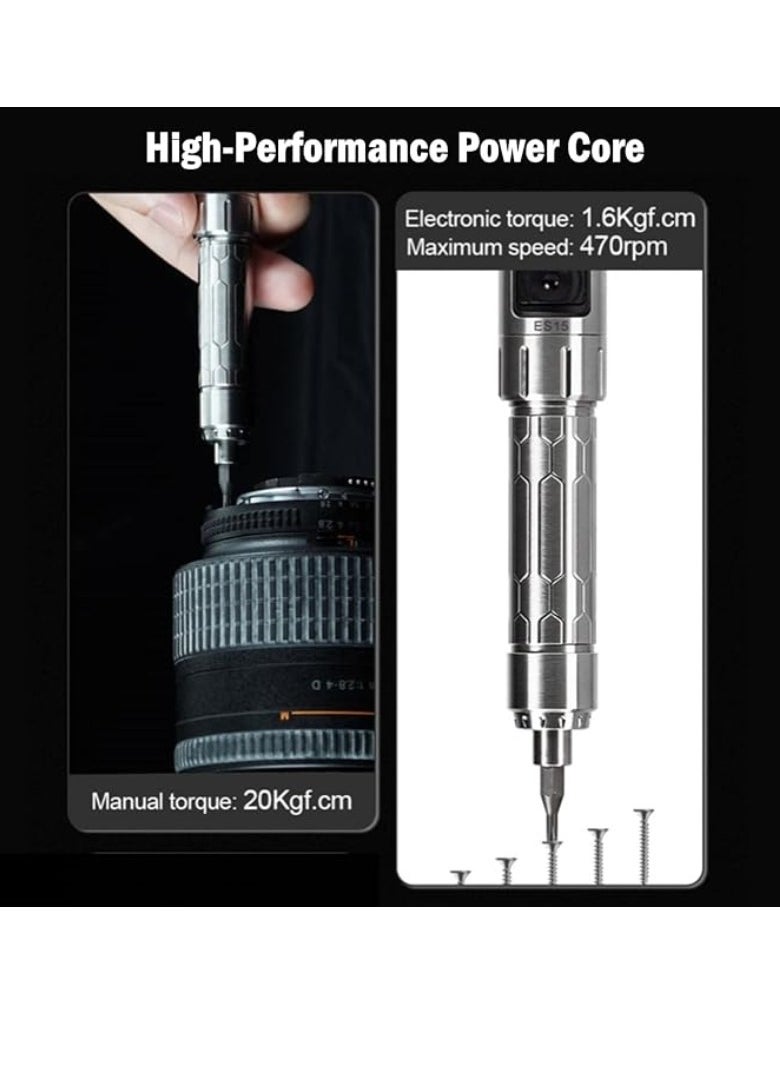 M MIAOYAN - Mini Electric Screwdriver, Cordless Precision Screwdriver Set with Rechargeable Battery, 24 Magnetic Bits and OLED Display for Computer Assembly and Electronics Maintenance - Image 1
