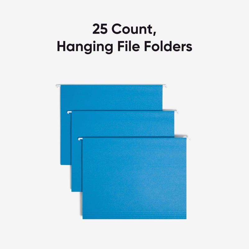 Smead Standard Hanging File Folders, 25 Count, Sky Blue, 1/5-Cut Adjustable Tabs, Letter Size (64068) - Image 3