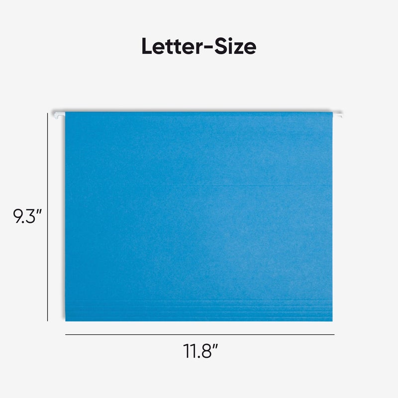 Smead Standard Hanging File Folders, 25 Count, Sky Blue, 1/5-Cut Adjustable Tabs, Letter Size (64068) - Image 2