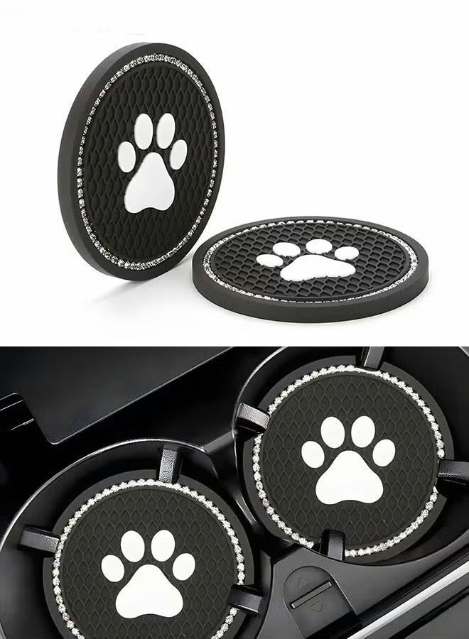2 Pcs 7cm Bling Car Coasters,Car Interior Accessories,Universal Cup Holder Insert Coaster Anti Slip Crystal Vehicle Interior Accessories,PVC Anti-Slip Mat Fit for Car SUV Truck - Image 1