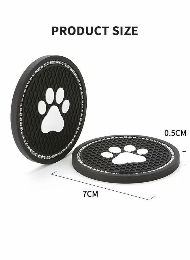 2 Pcs 7cm Bling Car Coasters,Car Interior Accessories,Universal Cup Holder Insert Coaster Anti Slip Crystal Vehicle Interior Accessories,PVC Anti-Slip Mat Fit for Car SUV Truck - Image 3