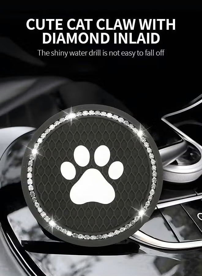 2 Pcs 7cm Bling Car Coasters,Car Interior Accessories,Universal Cup Holder Insert Coaster Anti Slip Crystal Vehicle Interior Accessories,PVC Anti-Slip Mat Fit for Car SUV Truck - Image 4
