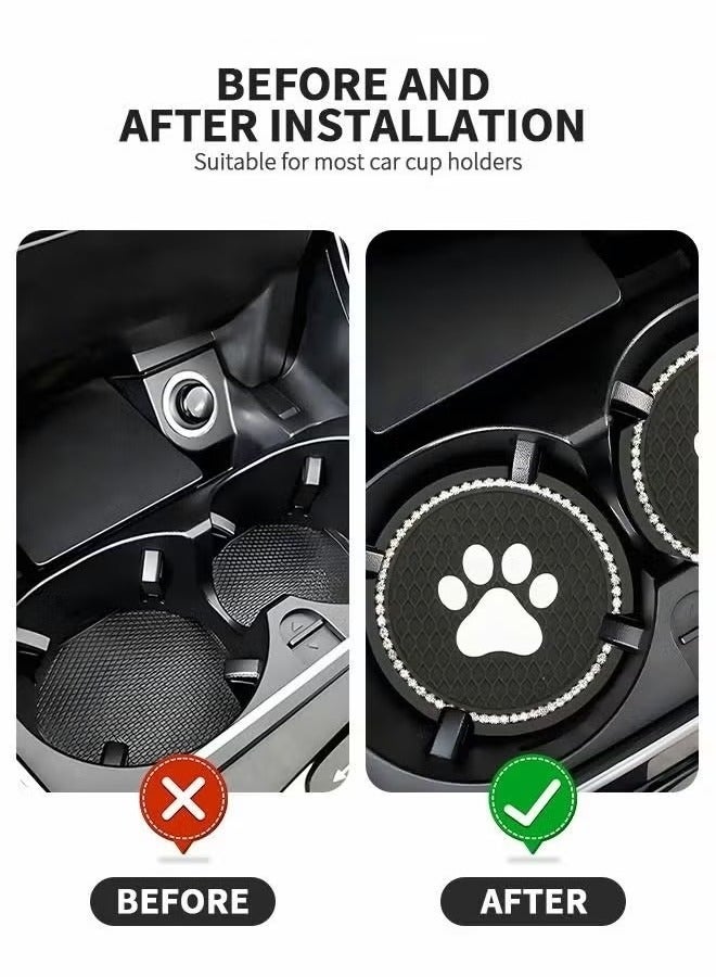 2 Pcs 7cm Bling Car Coasters,Car Interior Accessories,Universal Cup Holder Insert Coaster Anti Slip Crystal Vehicle Interior Accessories,PVC Anti-Slip Mat Fit for Car SUV Truck - Image 5