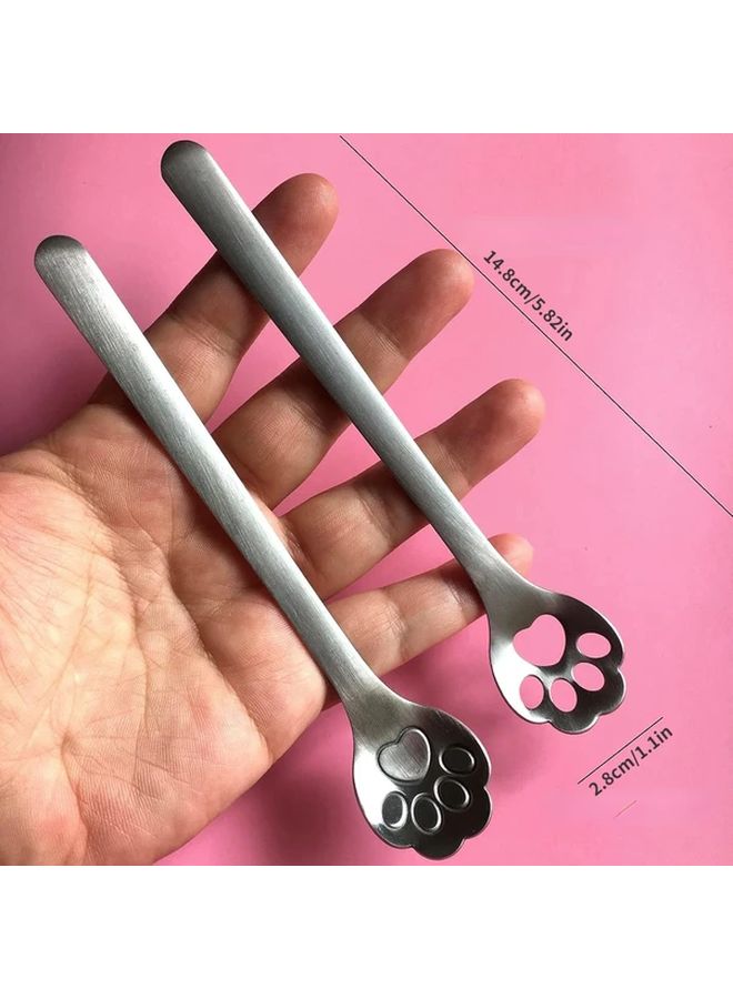 8 Pcs Cat Paw Print Stainless Steel Teaspoons 5 82 Inch Dishwasher Safe Spoons For Coffee Tea Desserts - Image 2