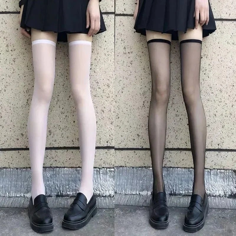 Sexy Overknee Long Socks Women Black White Sweet Girls Lolita Bowknot Thigh High Fishnet Stockings Gothic Punk Lace Mesh Legging - Image 5