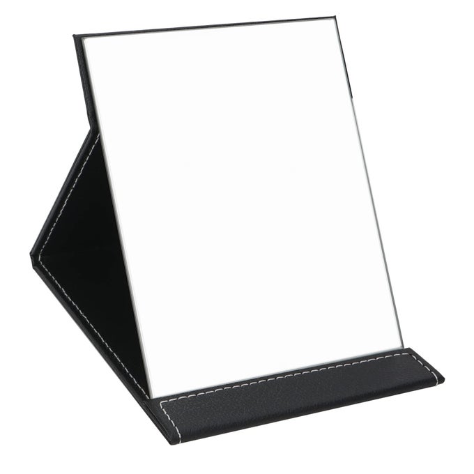 FOLDING TRAVEL MIRROR PU PORTABLE ADJUSTABLE RECTANGULAR ULTRATHIN MIRROR FOR TRAVEL CAMPINGHOME 87W61L