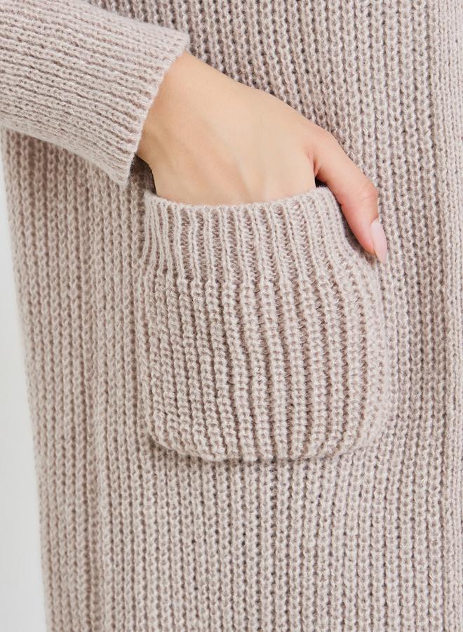 تايك تو كارديغان سادة بأكمام طويلة وجيوب بقصة مريحة - Image 3