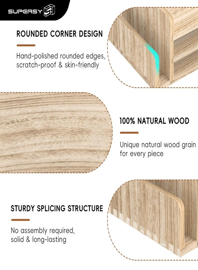 SUPEASY Wooden Desk Organizer, 3-Tier Paper Trays with 2 Mail Sorters, Natural Wood - Image 4