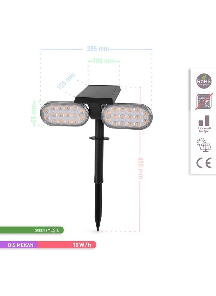 ACK - Solar LED Staple Lawn Luminaire Solar Powered Garden Wall Lighting Green Color - Image 1