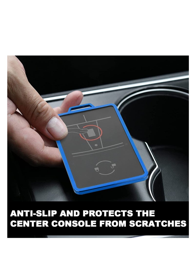 SYOSI Key Card Holder, Case Compatible with Tesla Model 3 Model Y Accessories Keys Fob Cover with Wheel Hub Keychain Protection Cover Gift Blue - Image 2
