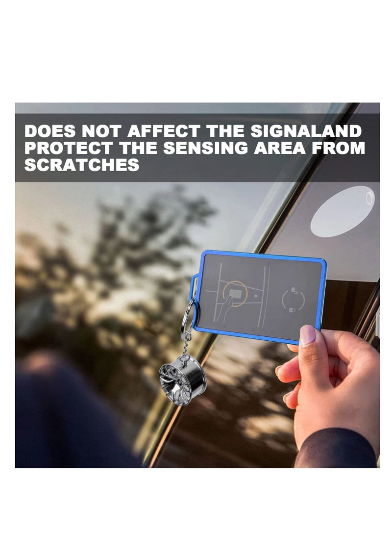 SYOSI Key Card Holder, Case Compatible with Tesla Model 3 Model Y Accessories Keys Fob Cover with Wheel Hub Keychain Protection Cover Gift Blue - Image 3