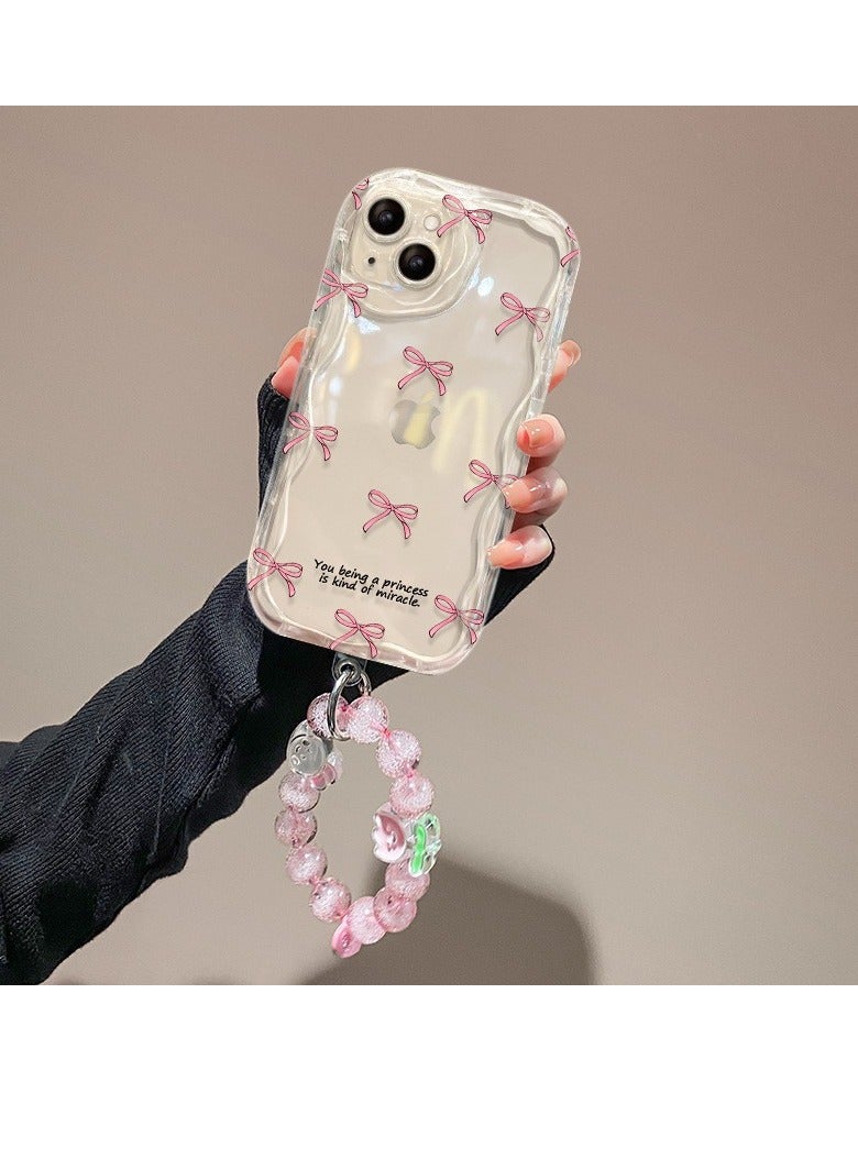 NIBEMINENT Minimalist Pink Bow Screen Protective TPU Case Cover For iPhone 17, Minimalist Pink Bow With Pendant