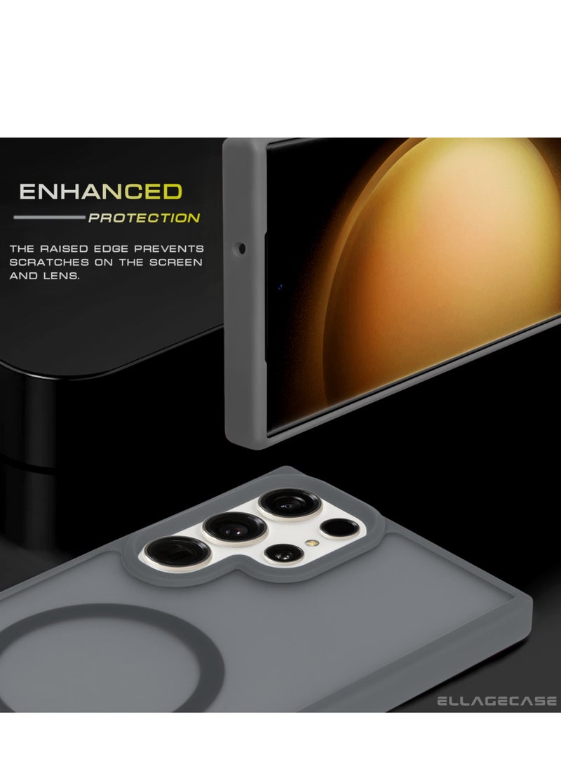 ELLAGECASE - Grey Stylish Case for Samsung Galaxy S24 Ultra, Solid Camera Protection, Shockproof, Enhanced Protection, Compatible with MagSafe and Wireless Charging - Image 1