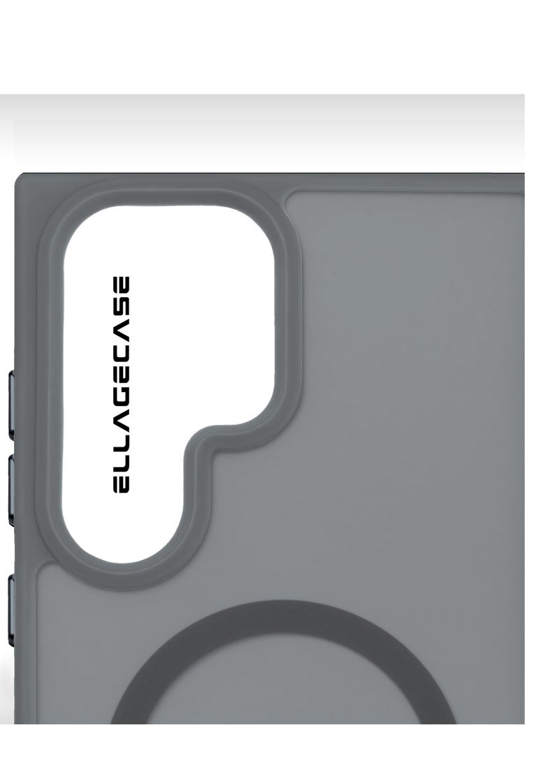 ELLAGECASE - Grey Stylish Case for Samsung Galaxy S24 Ultra, Solid Camera Protection, Shockproof, Enhanced Protection, Compatible with MagSafe and Wireless Charging - Image 1