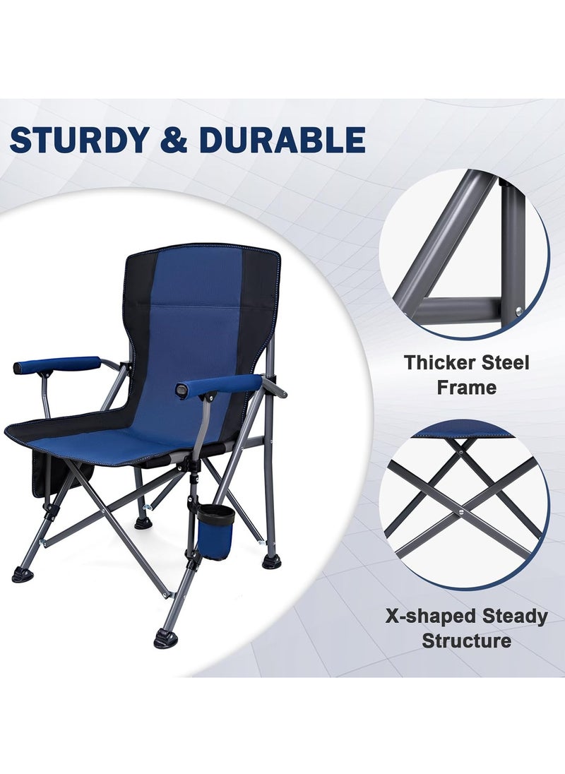 GO2CAMPS Premium Foldable Camping Chair With Cup Holder, Storage Pouches, Heavy-Duty And Comfortable Design | Supports Up To 150 Kg | Trip Chair,Camping,Gardening,Fishing,Travel,Picnic And Festivals (Blue)  - Image 2