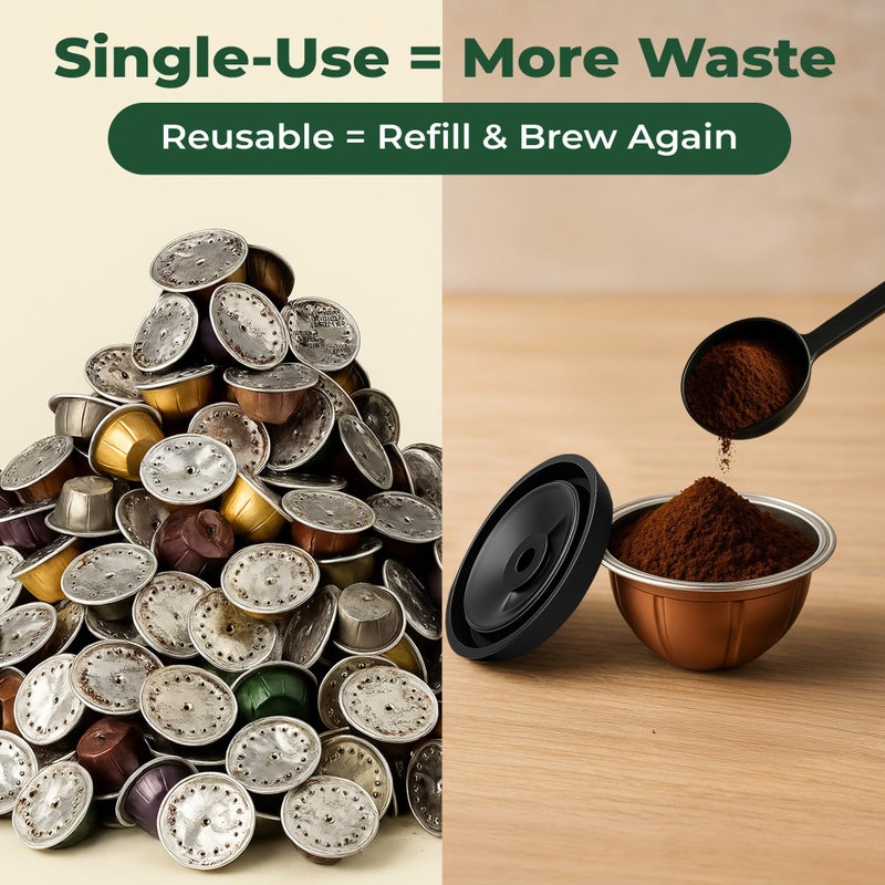 mycoffeestar Reusable Coffee Capsule Lids - Refillable Pod Lids for Nespresso Vertuo, Compatible with All VertuoLine Machines, Practical & Cost-Saving Solution, 4 Count - Image 4