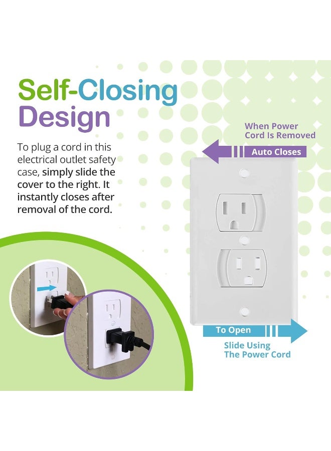 WONDERKID Self-Closing Electrical Outlet Covers for Baby Proofing - White - 4 Pack - Image 3