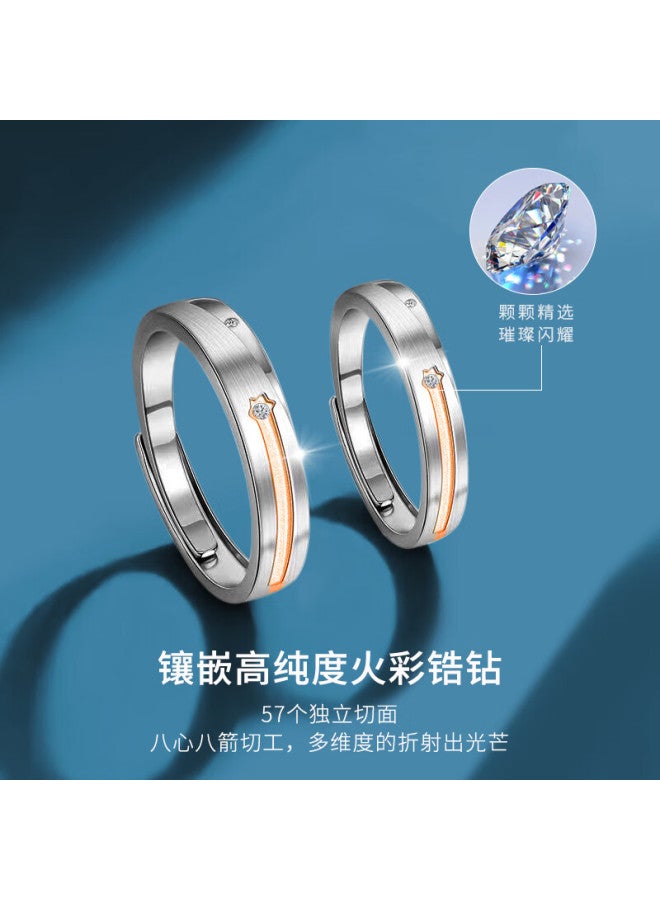 Manhe S925 Silver Ring, Couple Rings, Engagement Diamond Ring, Open-end Style For Women And Men, End-ring, New Year Gift