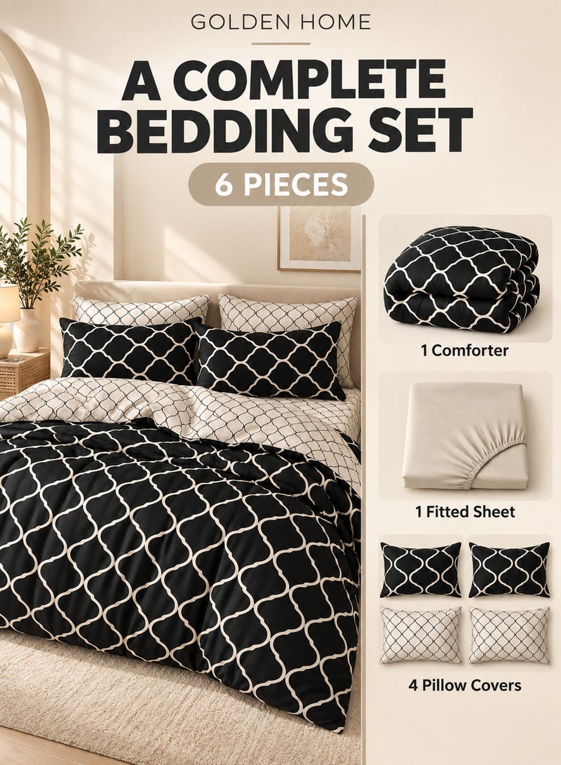 Golden Home Luxurious All-Season Comforter Set - Soft, Cozy, and Elegant, Include 1 Comforter, 1 Fitted Sheet, 4 Pillow Covers (SS04, Single Size 160×210) - Image 2