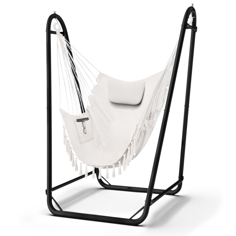 TOREVSIOR Hammock Chair with Stand,Heavy-Duty Hanging Chair with Stand, for Indoor Outdoor,Sturdy Swing Chair Stand Max Load 350 pounds(Hammock Chair Included) - Image 1