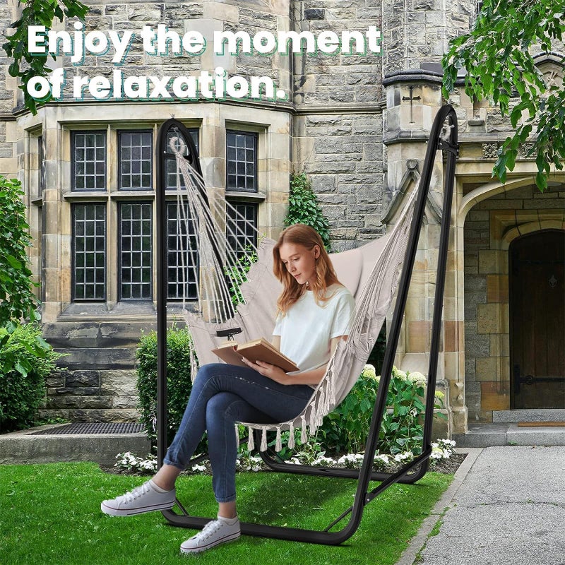 TOREVSIOR Hammock Chair with Stand,Heavy-Duty Hanging Chair with Stand, for Indoor Outdoor,Sturdy Swing Chair Stand Max Load 350 pounds(Hammock Chair Included) - Image 5