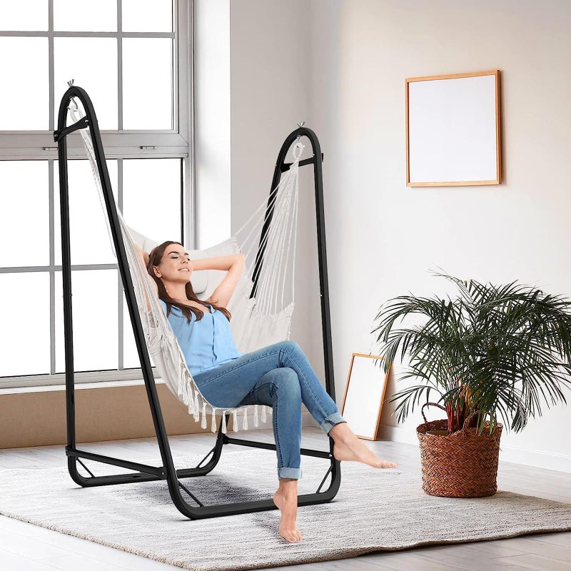 TOREVSIOR Hammock Chair with Stand,Heavy-Duty Hanging Chair with Stand, for Indoor Outdoor,Sturdy Swing Chair Stand Max Load 350 pounds(Hammock Chair Included) - Image 2