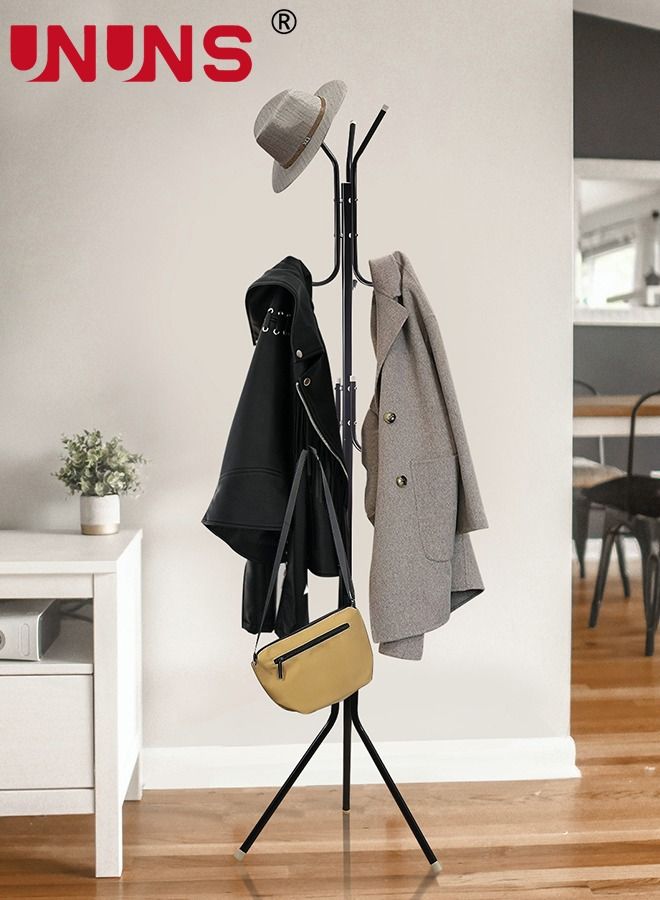 UNUNS Metal Coat Rack,Standing Metal Coat Rack With 9 hooks,Free Standing Coat Hanger For Handbags,Hat,Clothes,Tree Coat Hanger Holder Stand - Image 3