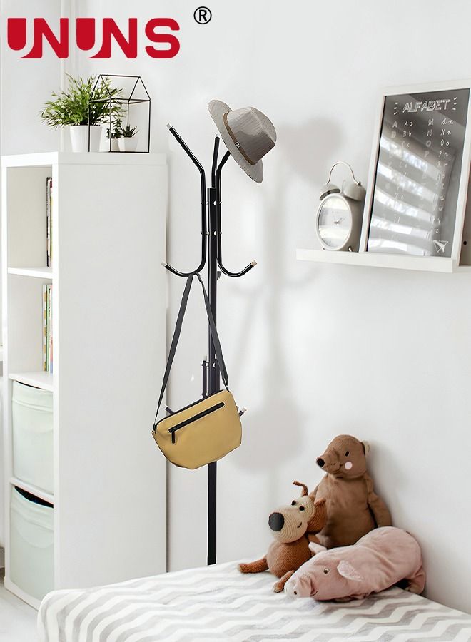 UNUNS Metal Coat Rack,Standing Metal Coat Rack With 9 hooks,Free Standing Coat Hanger For Handbags,Hat,Clothes,Tree Coat Hanger Holder Stand - Image 4