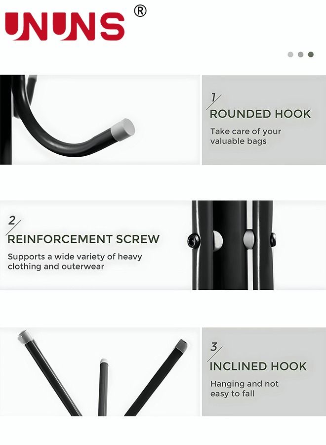 UNUNS Metal Coat Rack,Standing Metal Coat Rack With 9 hooks,Free Standing Coat Hanger For Handbags,Hat,Clothes,Tree Coat Hanger Holder Stand - Image 5