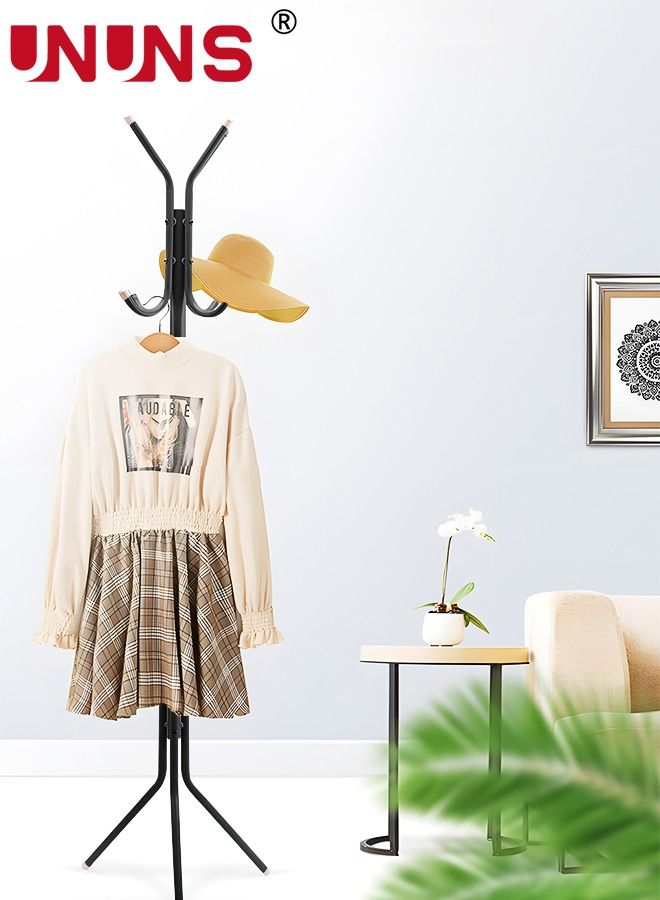 UNUNS Metal Coat Rack,Standing Metal Coat Rack With 9 hooks,Free Standing Coat Hanger For Handbags,Hat,Clothes,Tree Coat Hanger Holder Stand - Image 2