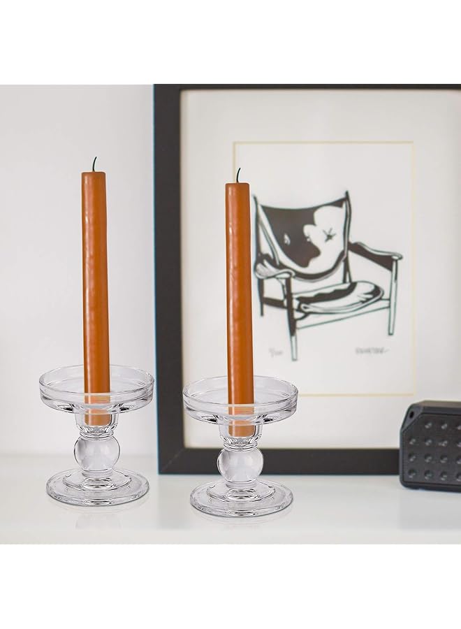 إيروريكس حامل شموع زجاجي بطول 3.5 بوصة، حامل شموع كريستالي، مجموعة من 2 حامل شموع لحفلات الزفاف وتناول الطعام وأعياد الميلاد - Image 5