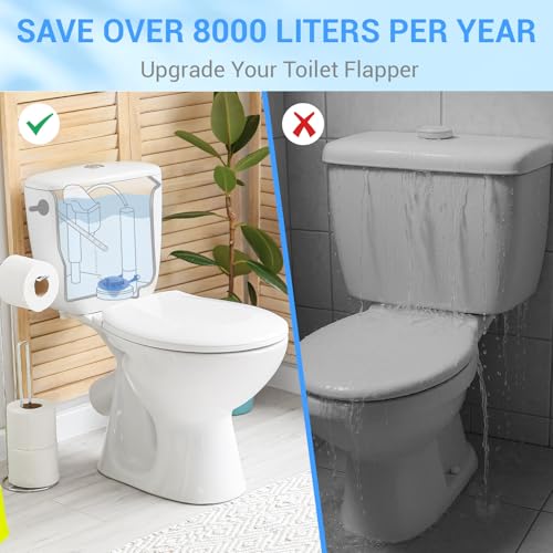 WINONLY Universal Toilet Flapper Replacement 2 Inch - Compatible with Most American Standard Kohler Fluidmaster Toto Gerber Toilets Tank Water Saving Rubber Flush Valve Flapper with Stainless Chain Blue 1Pack - Image 4