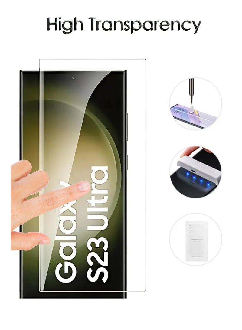 For Samsung Galaxy S23 Ultra - UV Advanced Premium Tempered Glass Screen Protector Guard , Full Adhesive UV Curved Case Friendly HD Clarity With Installation Kit - Image 2