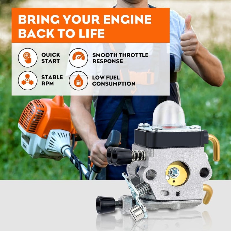 Hipa FS80R Carburetor for STHIL FS85 FS85R FS80 FS72 FS74 FS75 FS76 FS85RX HS72 HS74 HS75 HS76 HS80 HS85 HL75 FH75 FC75 FC85 KM80 HT70 HT75 String Trimmer Weedeater w Maintenance Kit - Image 4