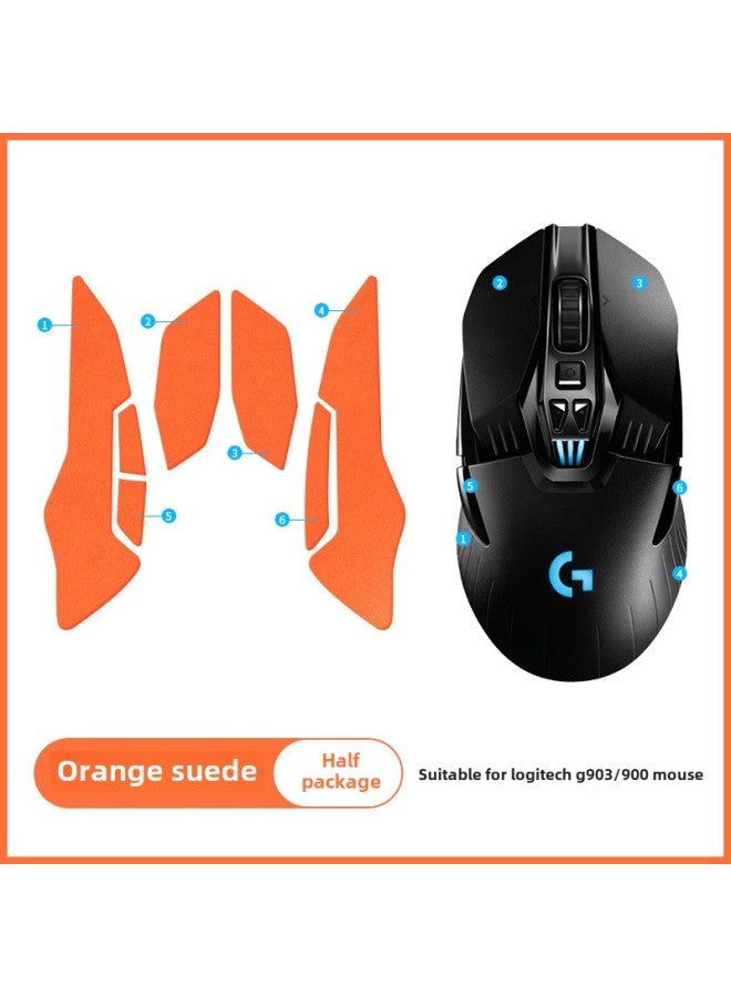 Mouse Anti-Slip Sticker Logitech G903 Special Side Absorbent Sticker HeroLOL Sticker G900 Film Color Change Full Bag-Color: Orange Suede Non-slip Stickers ] - Image 1