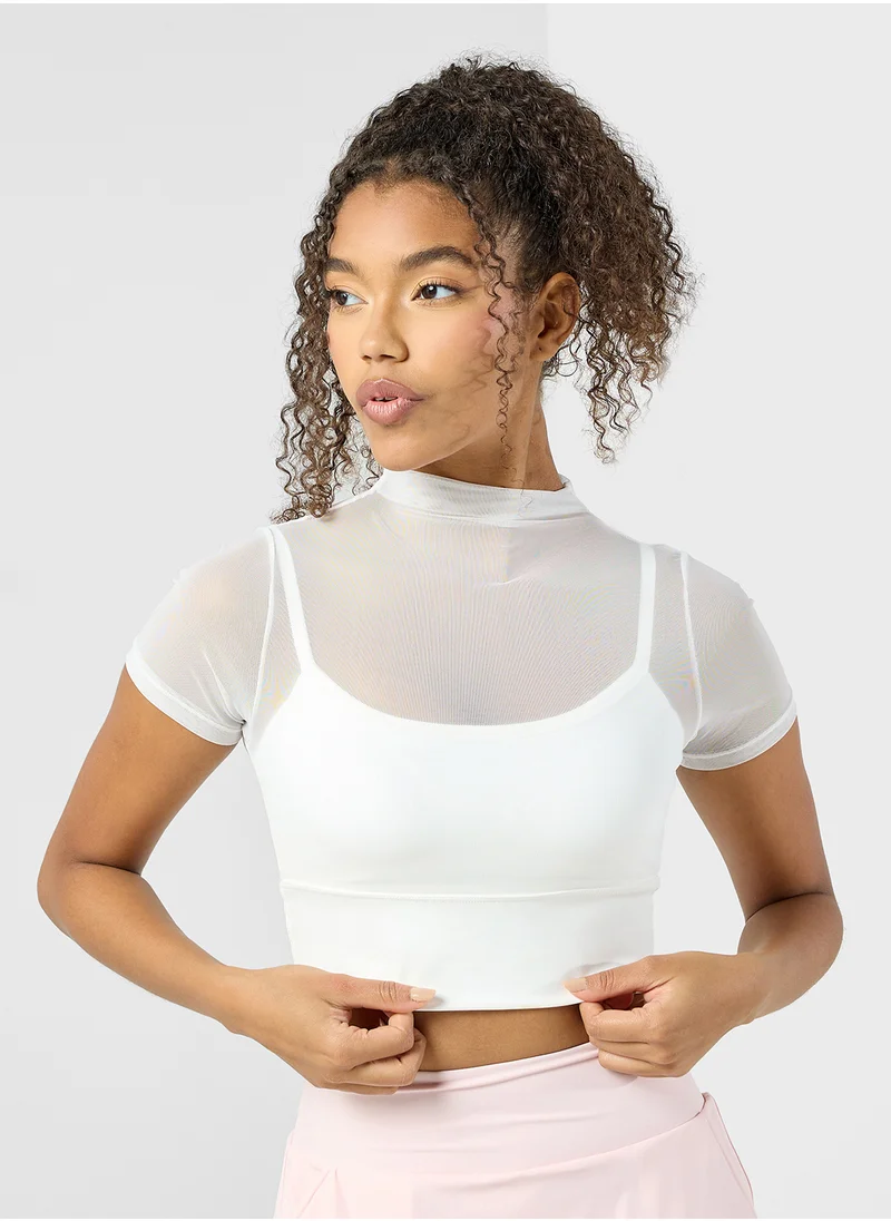 FRWD Mesh Fitted Top With Cami