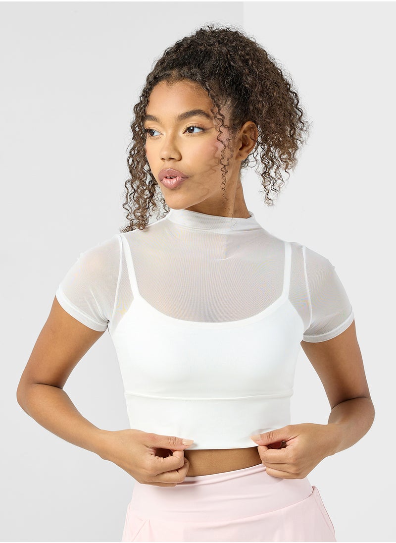 FRWD - Mesh Fitted Top With Cami - Image 1