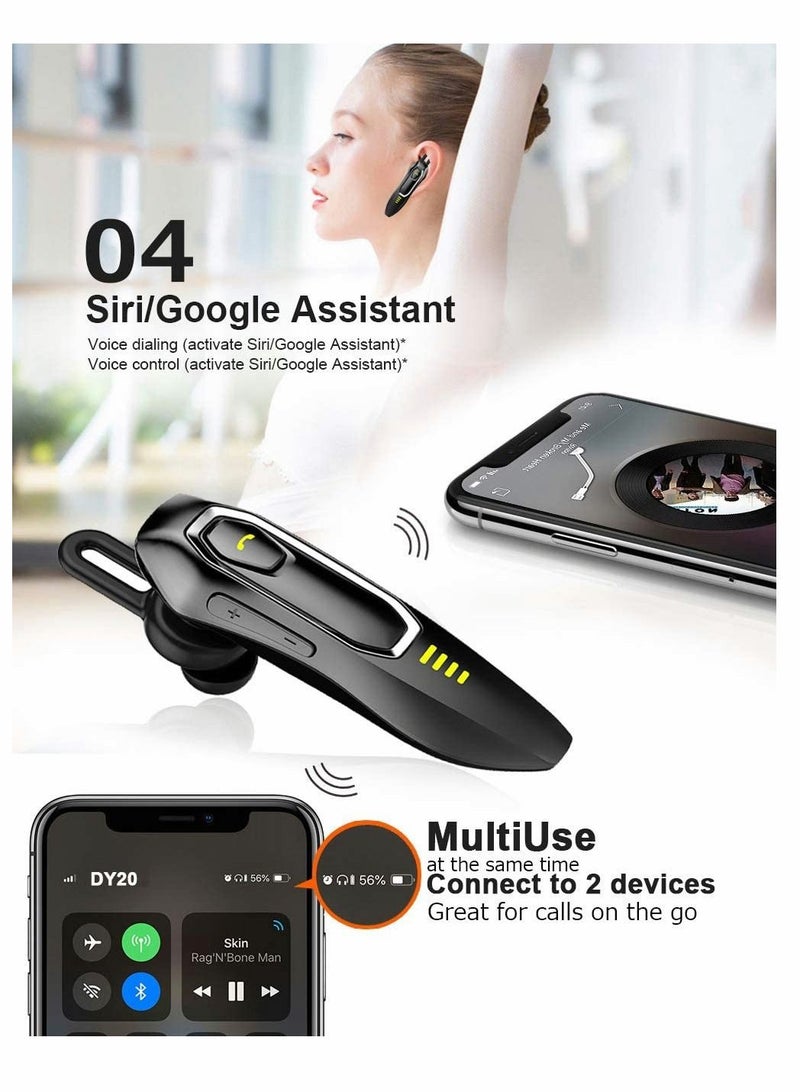 SYOSI Bluetooth Earpiece V5.0, HD Voice Noise Cancelling, 30H Talking Time and 15 Days Long Standby, Built-in 220mAh Battery, Handsfree Wireless Bluetooth Headset, for Cell Phone - Image 2