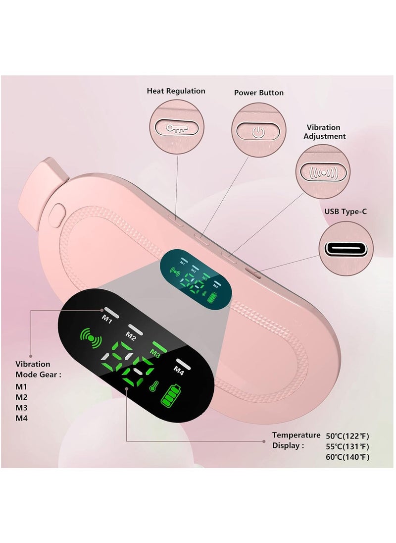 Arabest Portable Cordless Heating Pad, USB Battery Operated Heat Pad with 3 Heat Levels & 4 Massage Modes, Electric Heating Belt for Menstrual, Period, Back Pain Relief (Pink)  - Image 5
