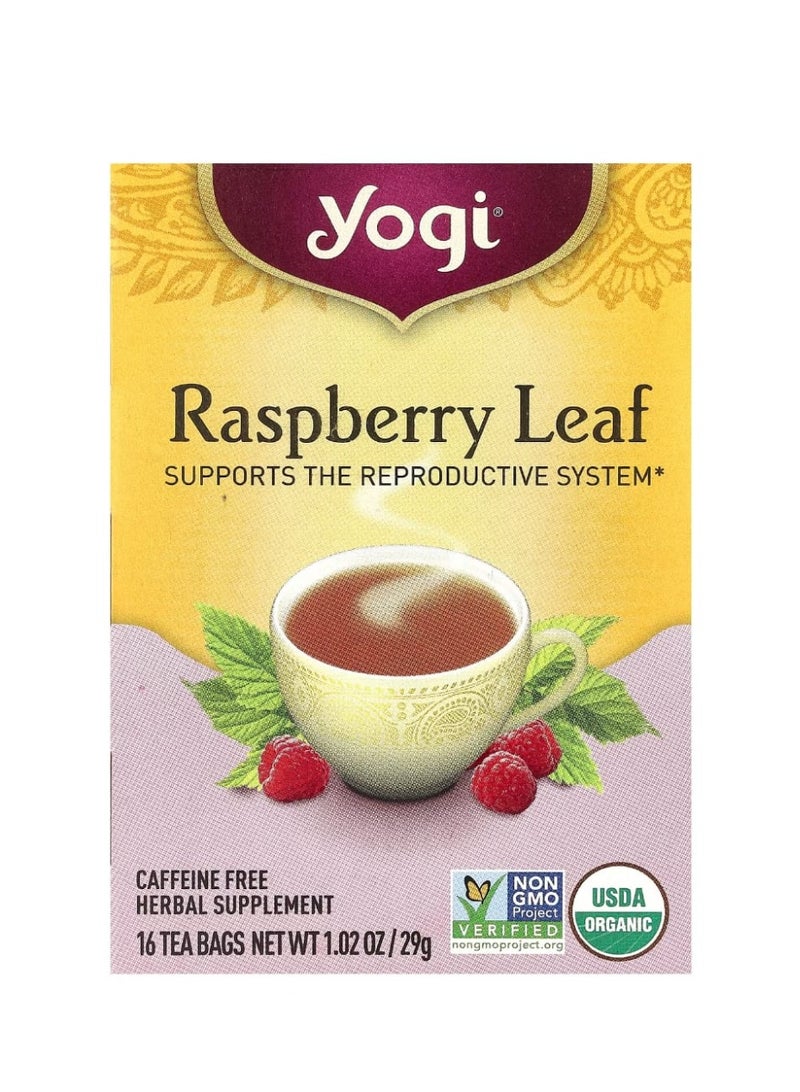 Yogi Tea Raspberry Leaf Caffeine Free 16 Tea Bags 1.02 oz (29 g) - Image 1