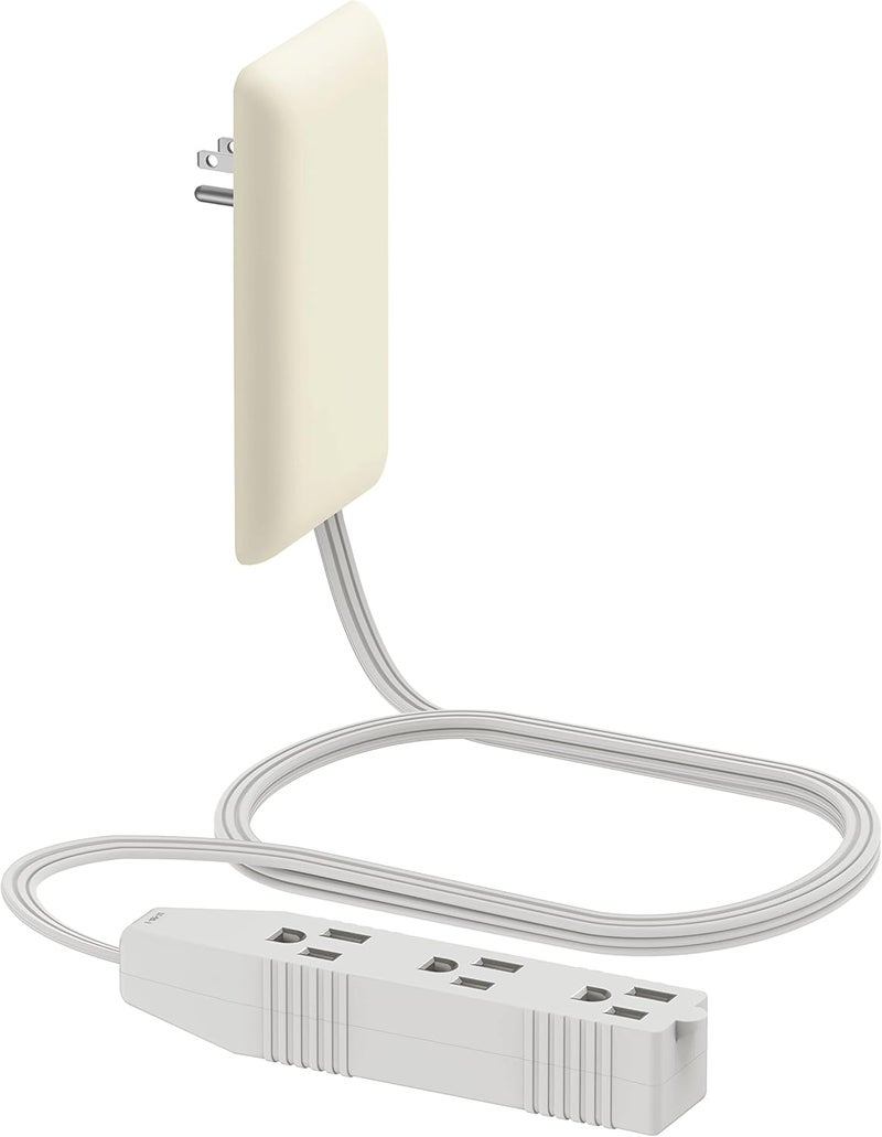 Lider Flat-Face Outlet Extender with 3 Receptacles, Ultra-Thin Wall Plate Plug with Cord Extender and 3-Outlet Power Strip, 3ft Cord, LWE3-315-LA, Light Almond - Image 1