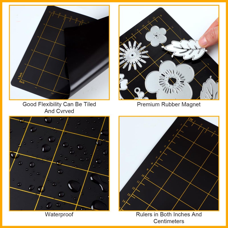Copkim 4 Shims 6'' x 9" Magnetic Shim with Card Size Grids Die Cutting Machine Accessories Black Embossing Machine Pads for Die Cutter - Image 3