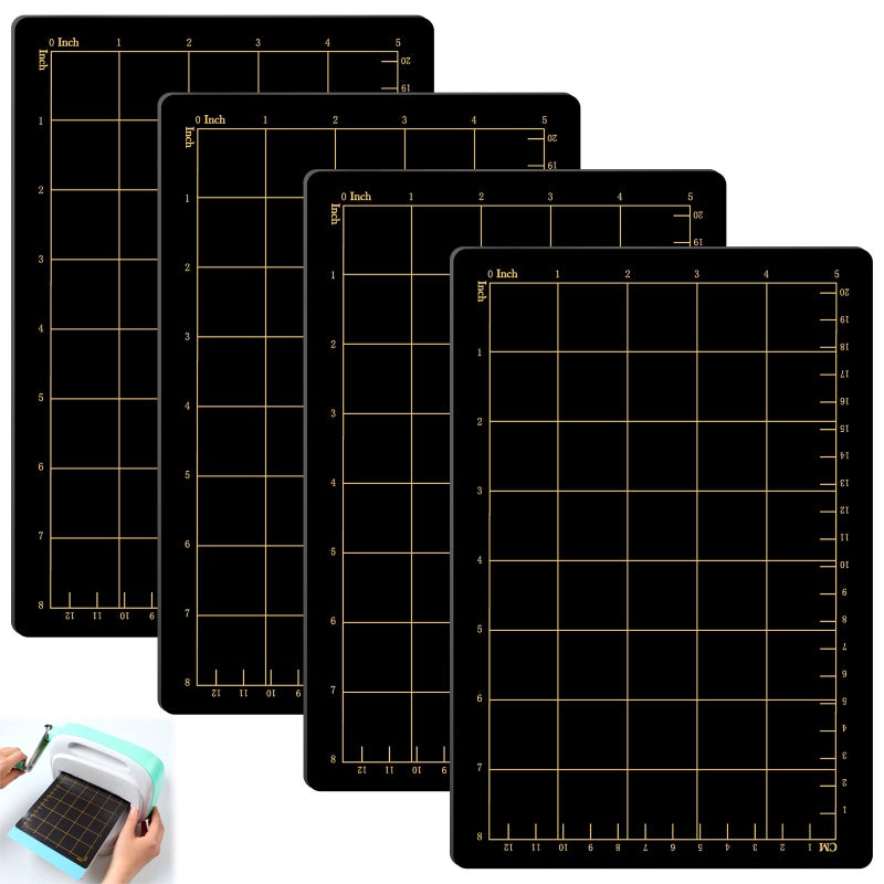 Copkim 4 Shims 6'' x 9" Magnetic Shim with Card Size Grids Die Cutting Machine Accessories Black Embossing Machine Pads for Die Cutter - Image 1